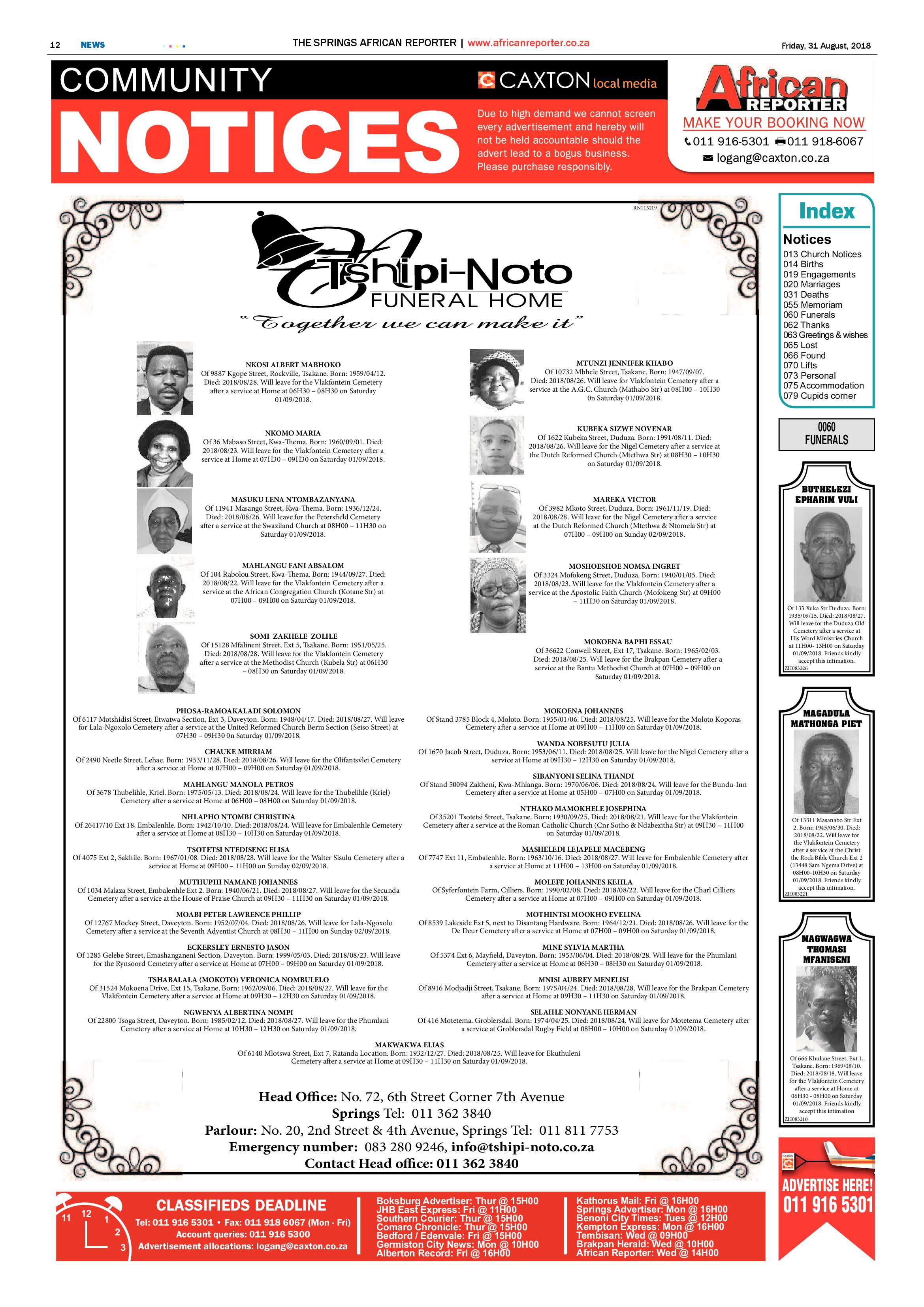 African Reporter 31 August 2018 page 12