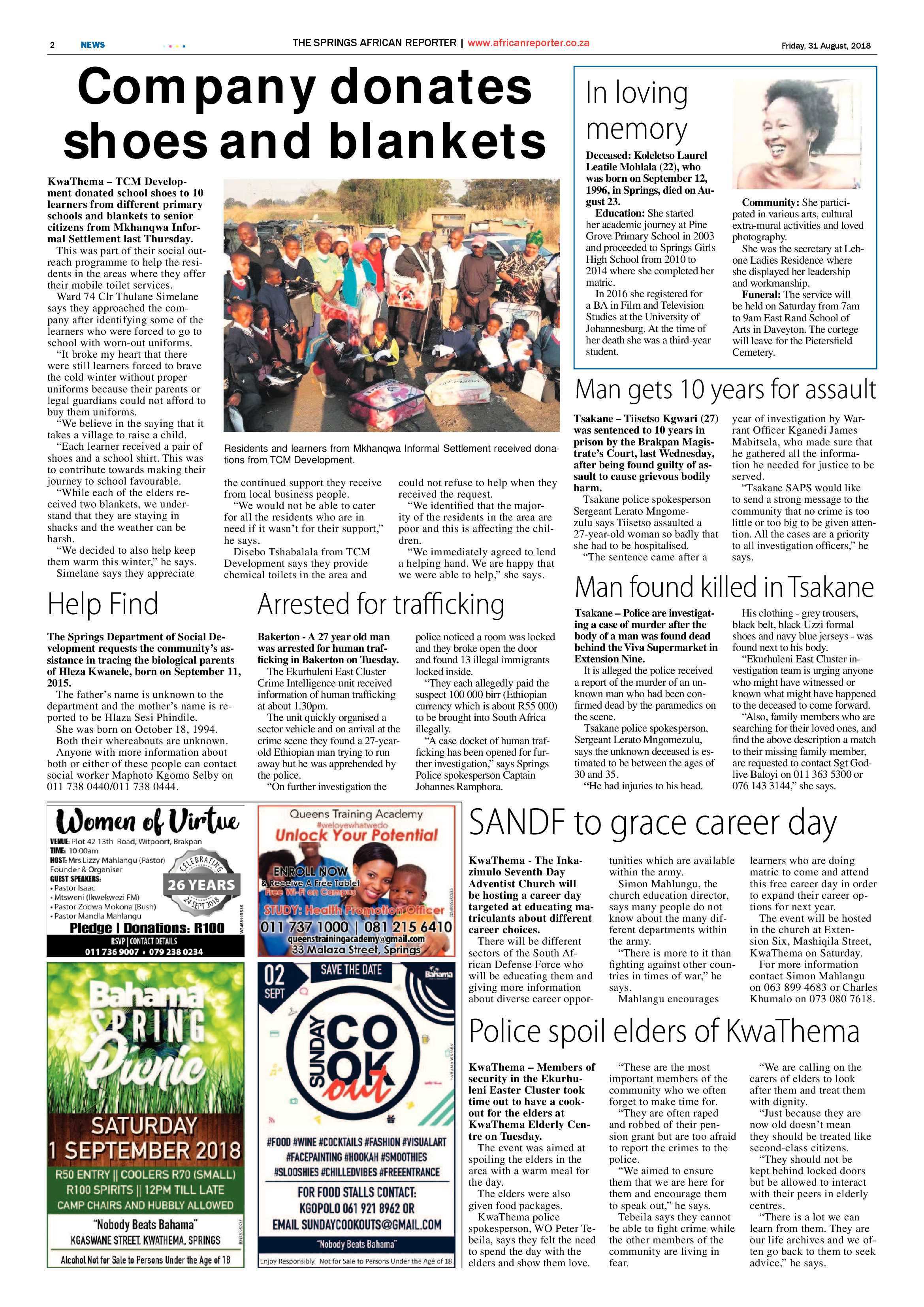 African Reporter 31 August 2018 page 2
