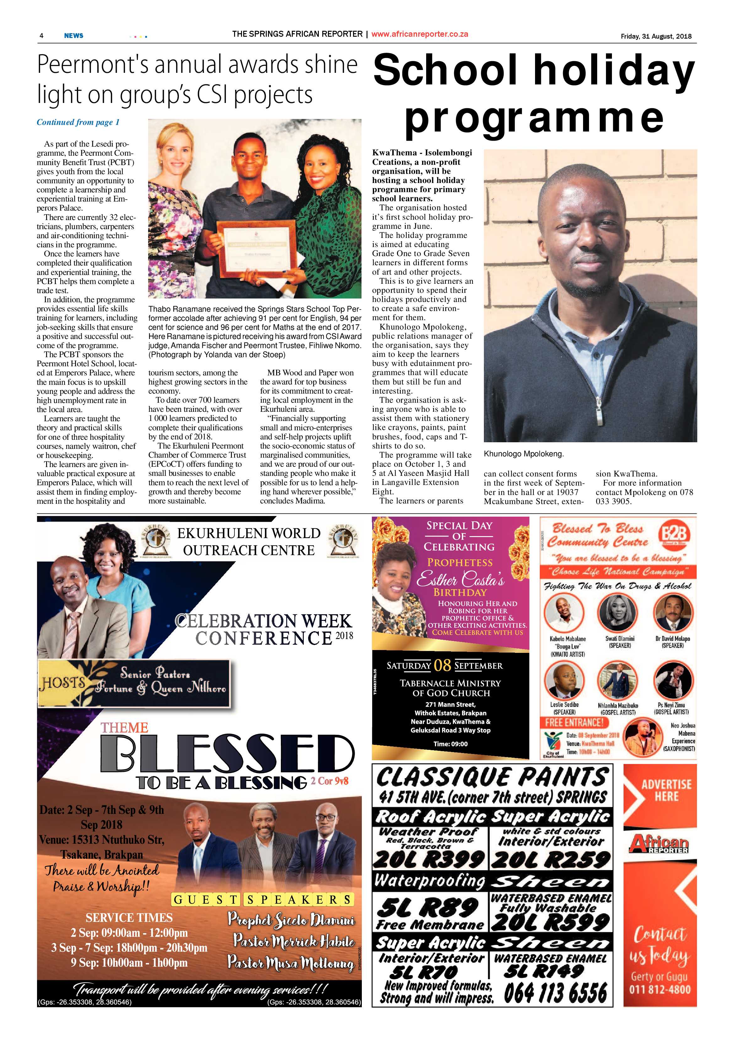African Reporter 31 August 2018 page 4
