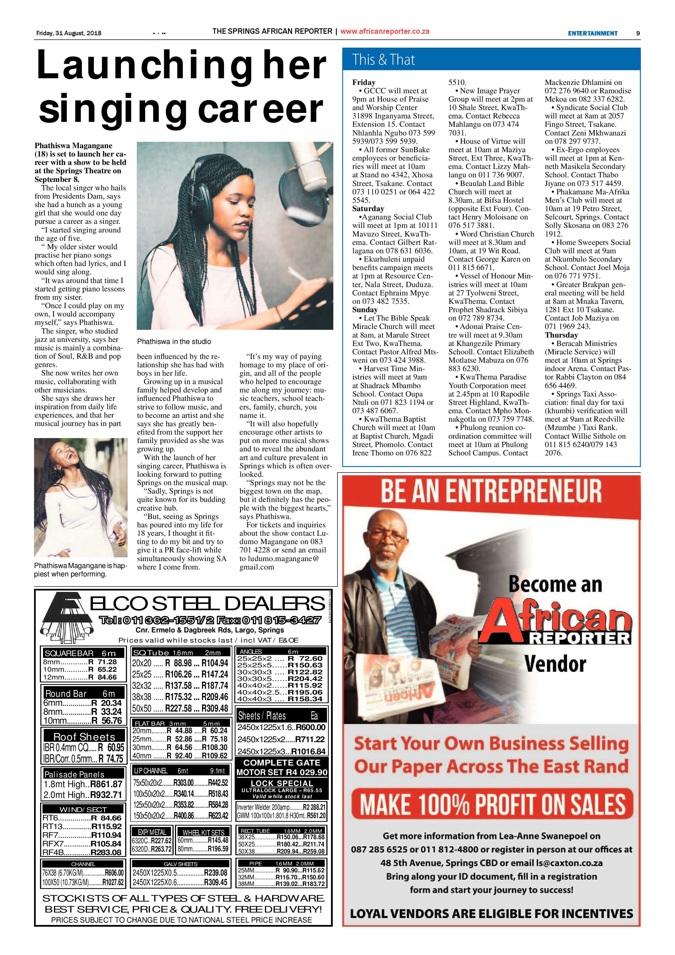 African Reporter 31 August 2018 page 9