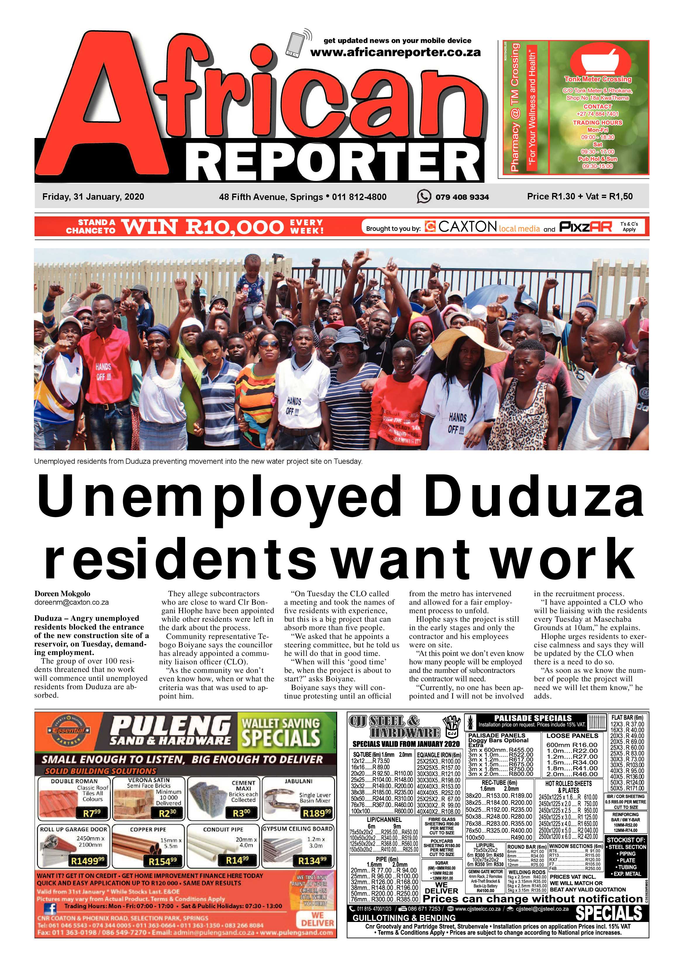 African Reporter 31 January 2020 page 1