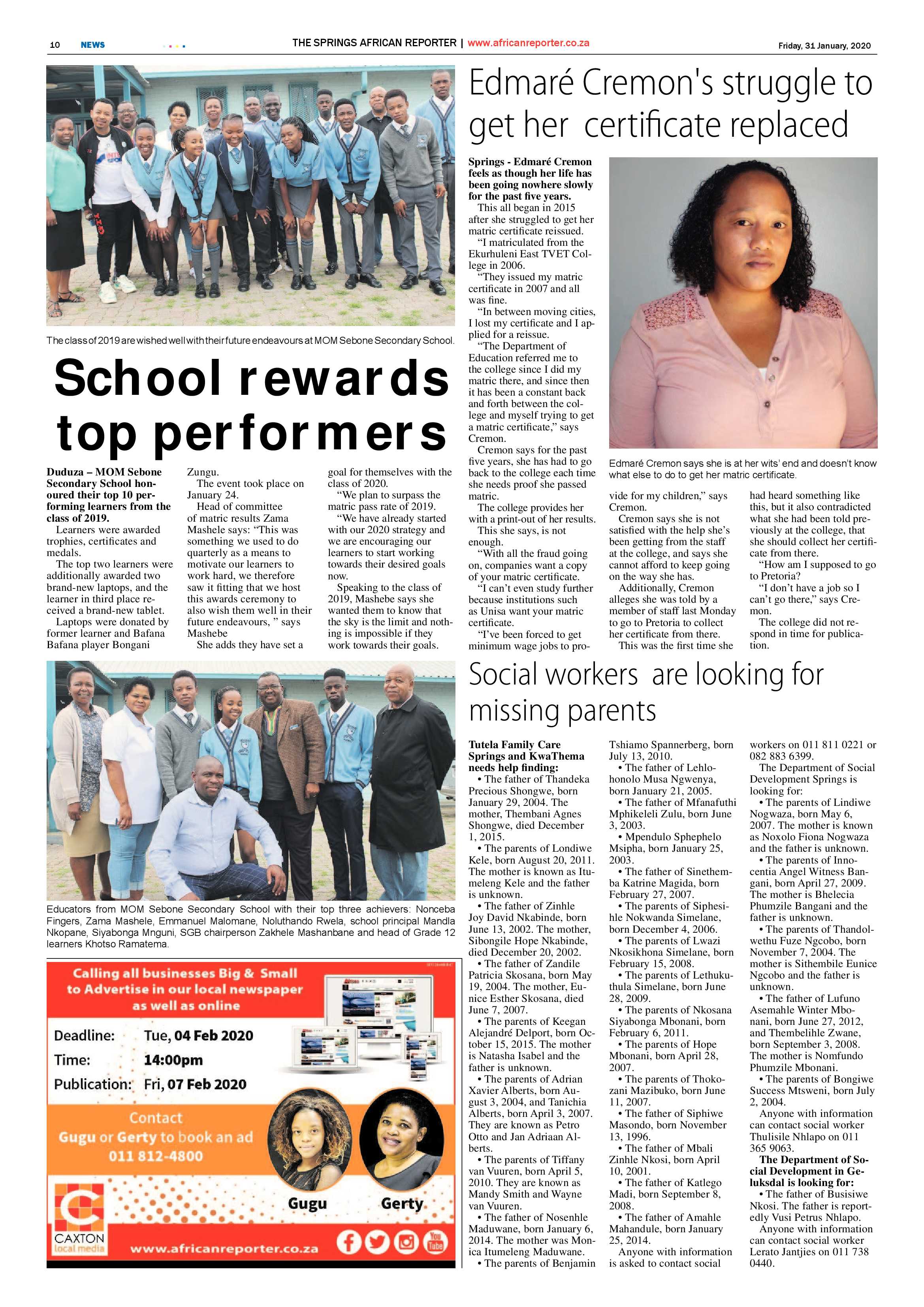 African Reporter 31 January 2020 page 10