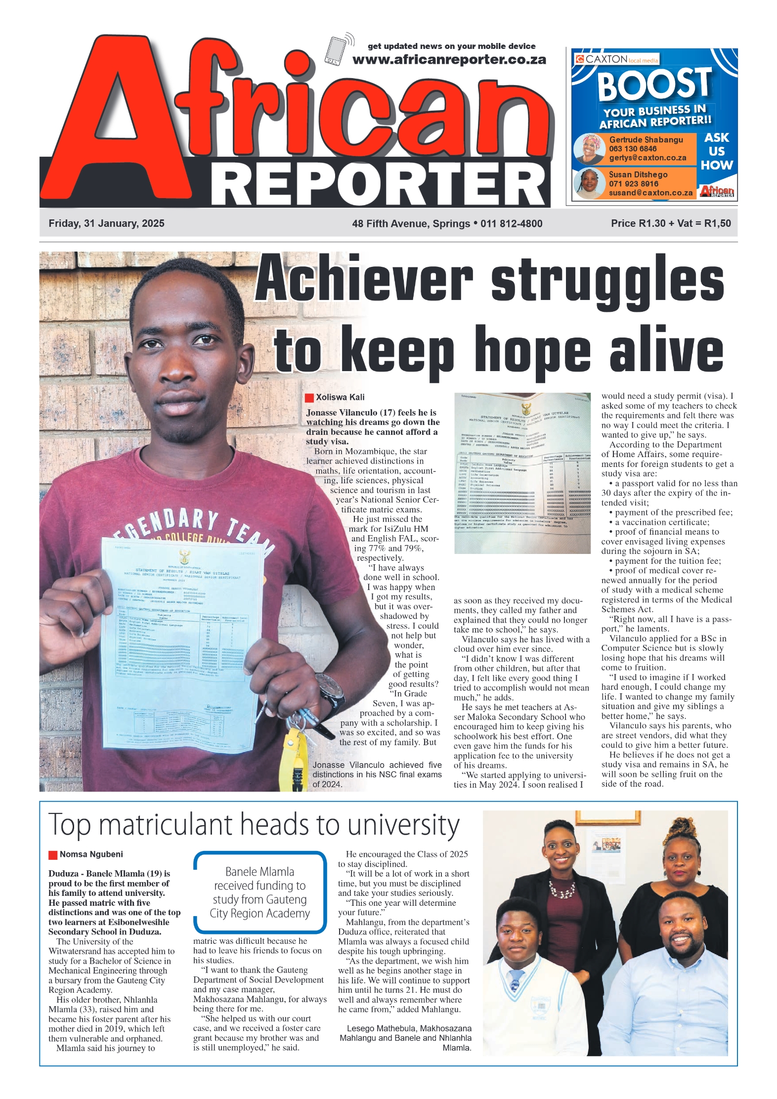 African Reporter 31 January 2025 page 1
