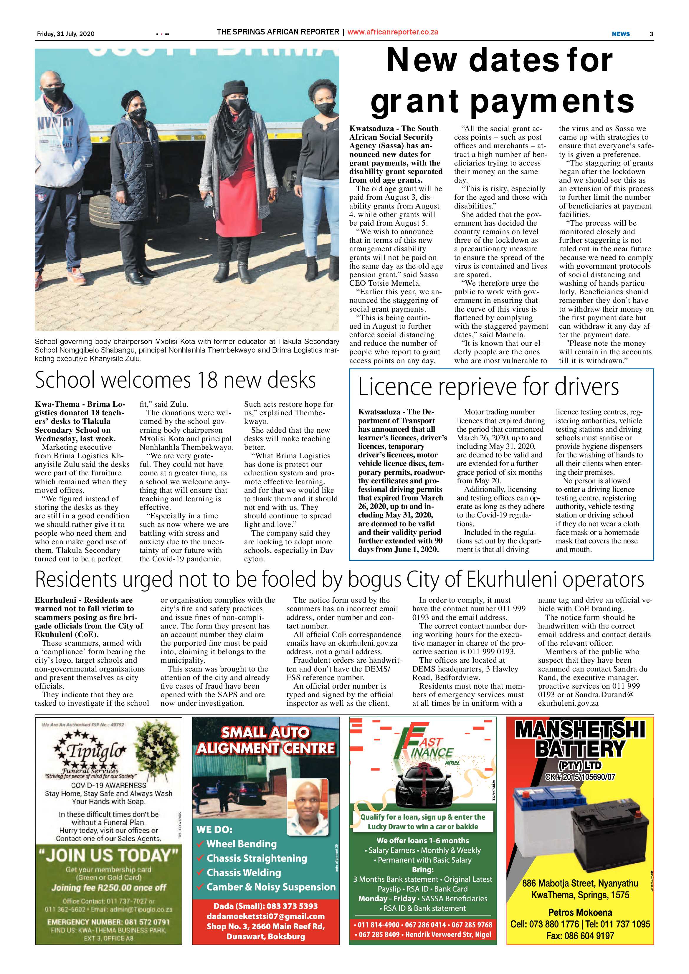 African Reporter 31 July 2020 page 3