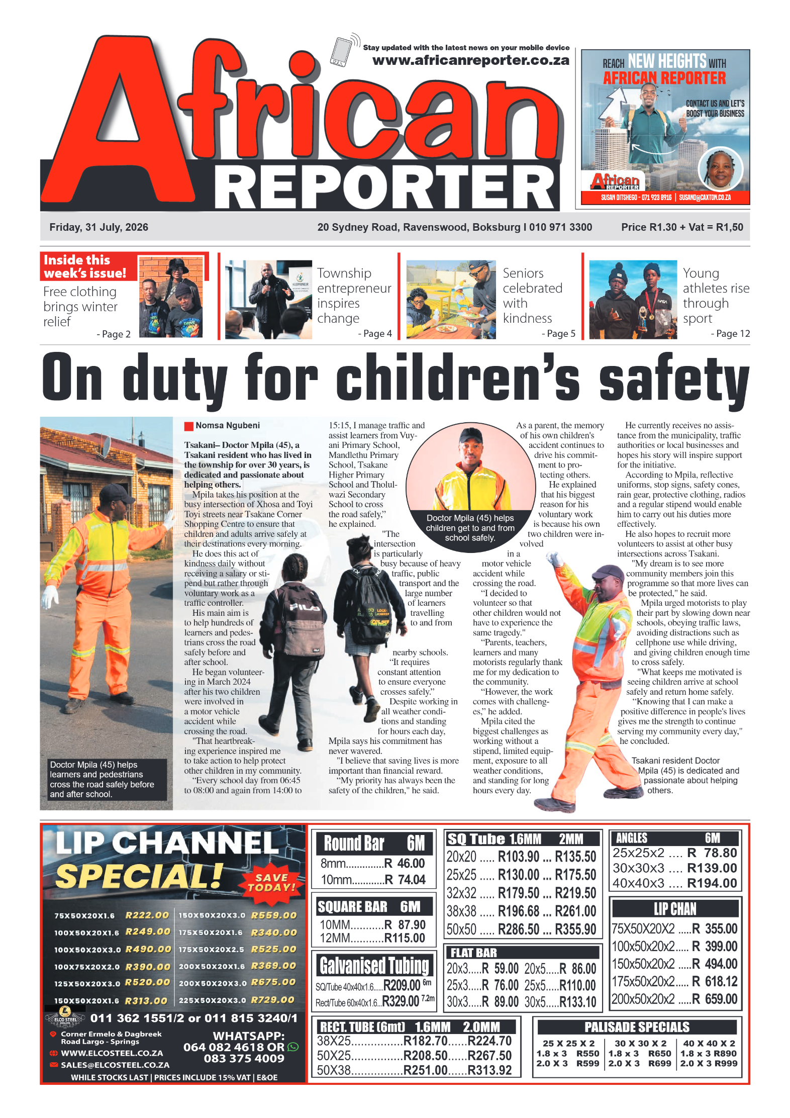 African Reporter 31 July 2026 page 1