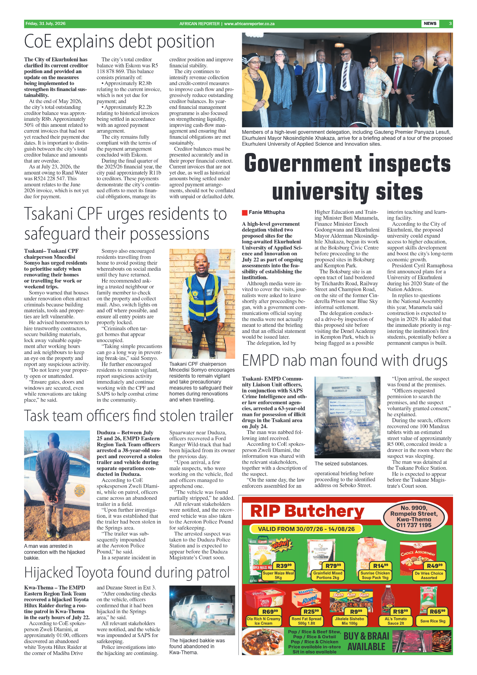 African Reporter 31 July 2026 page 3