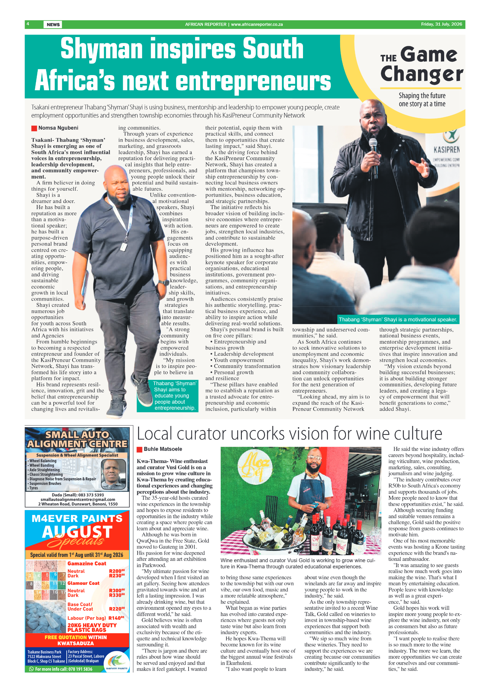 African Reporter 31 July 2026 page 4
