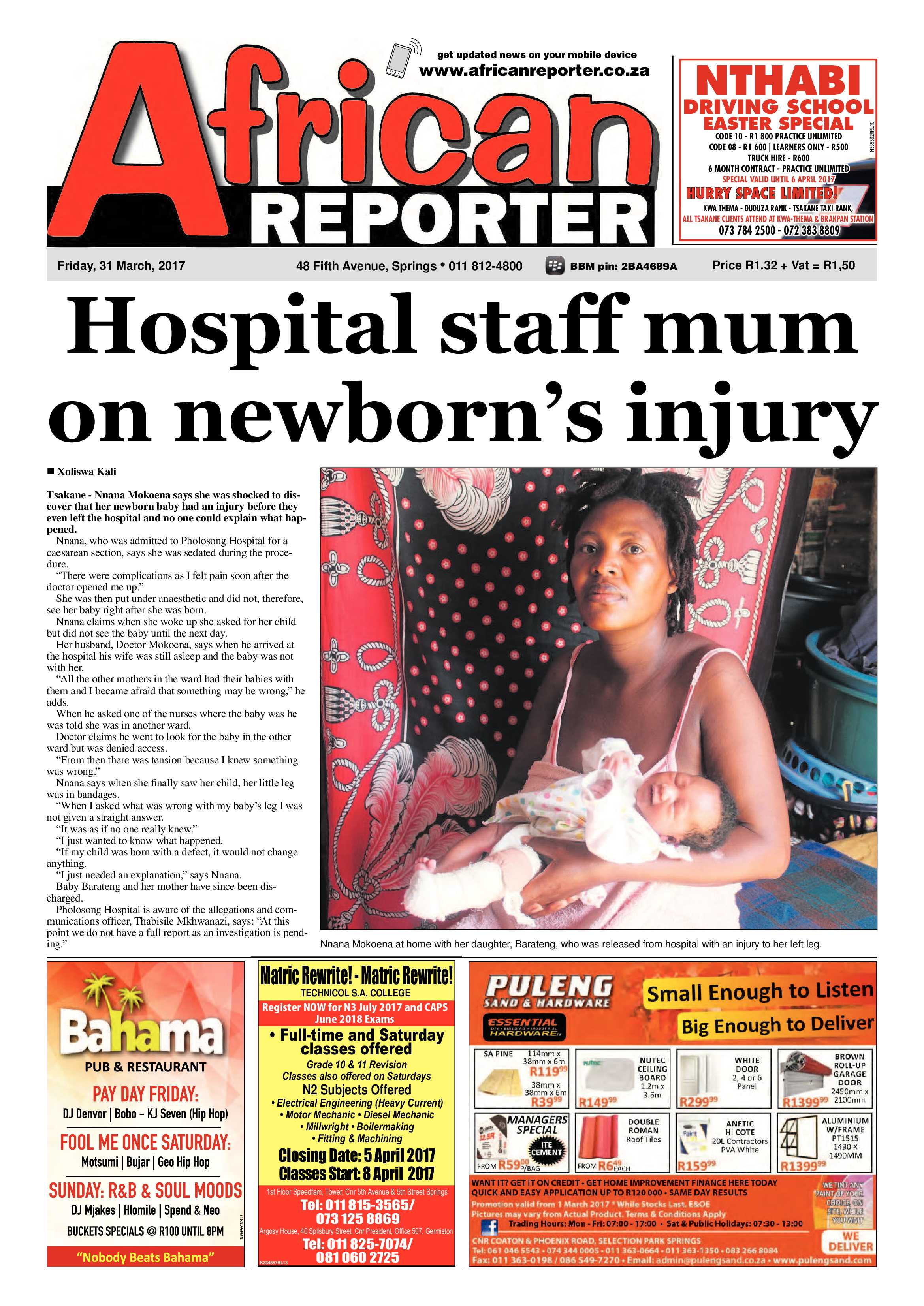 African Reporter 31 March 2017 page 1