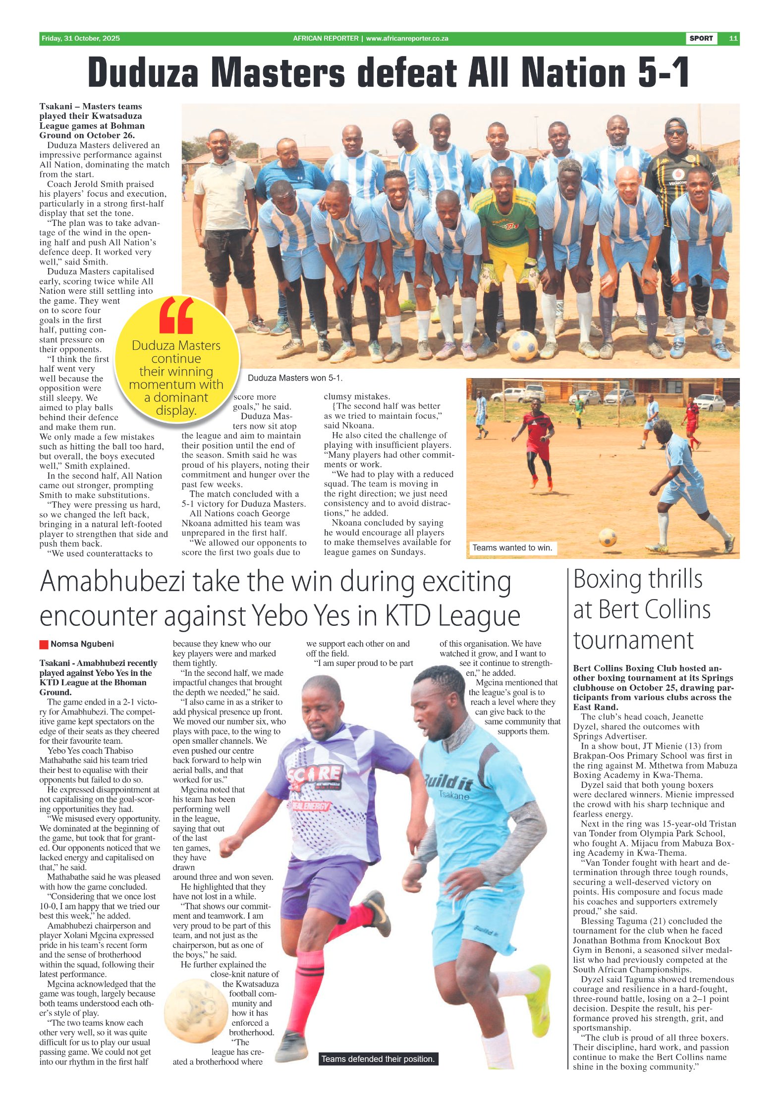 African Reporter 31 October 2025 page 11