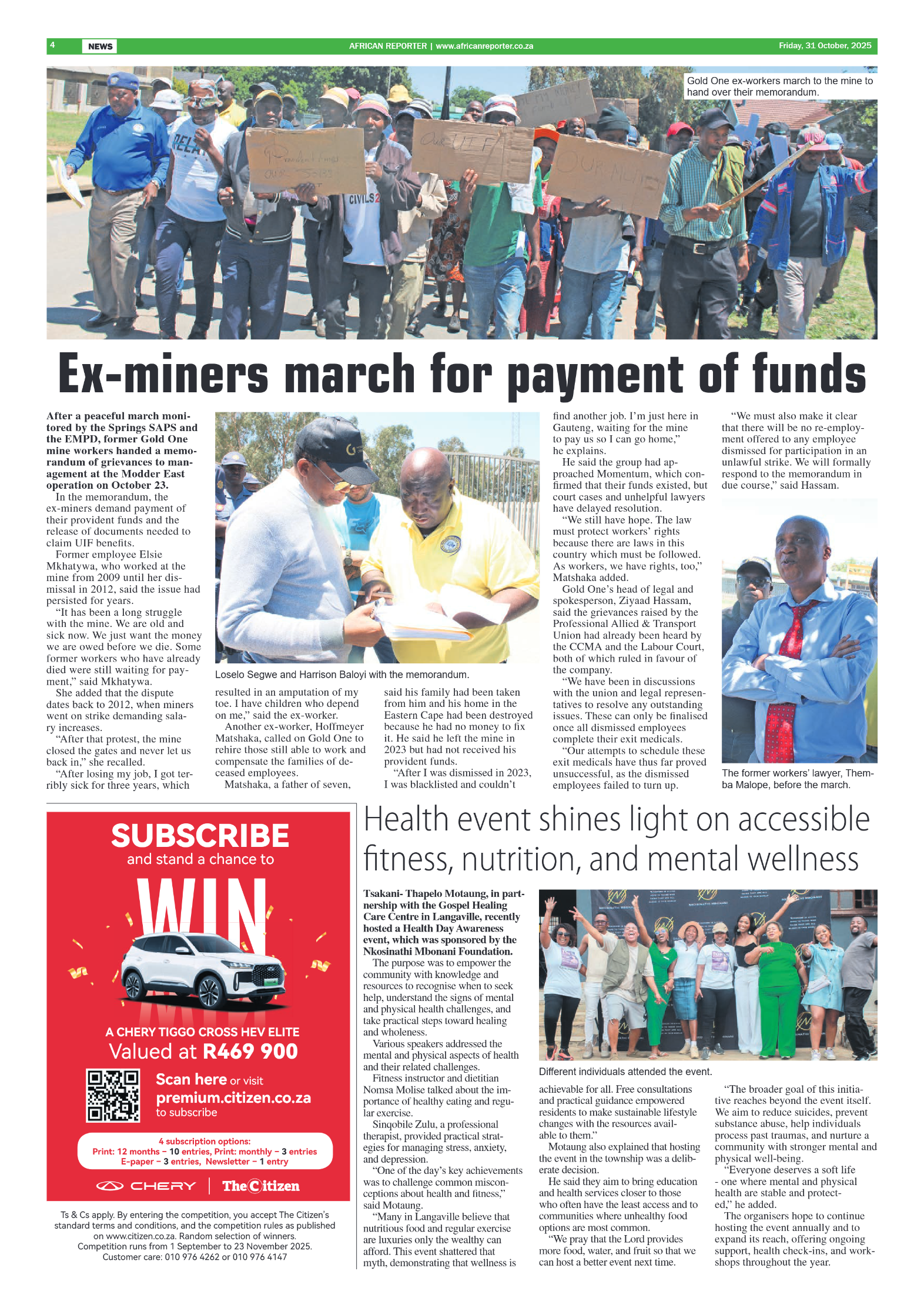African Reporter 31 October 2025 page 4