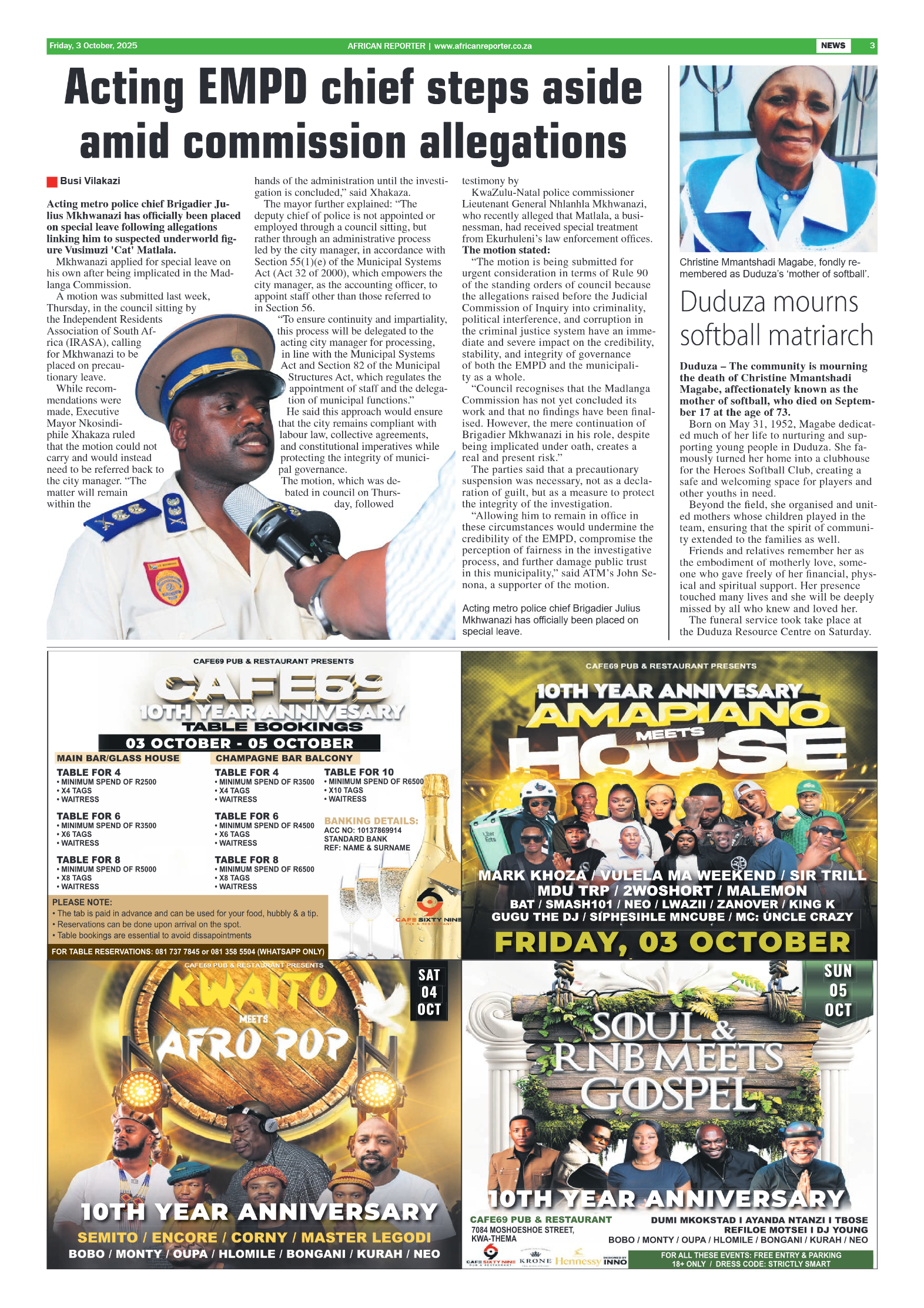 African Reporter 3 October 2025 page 3