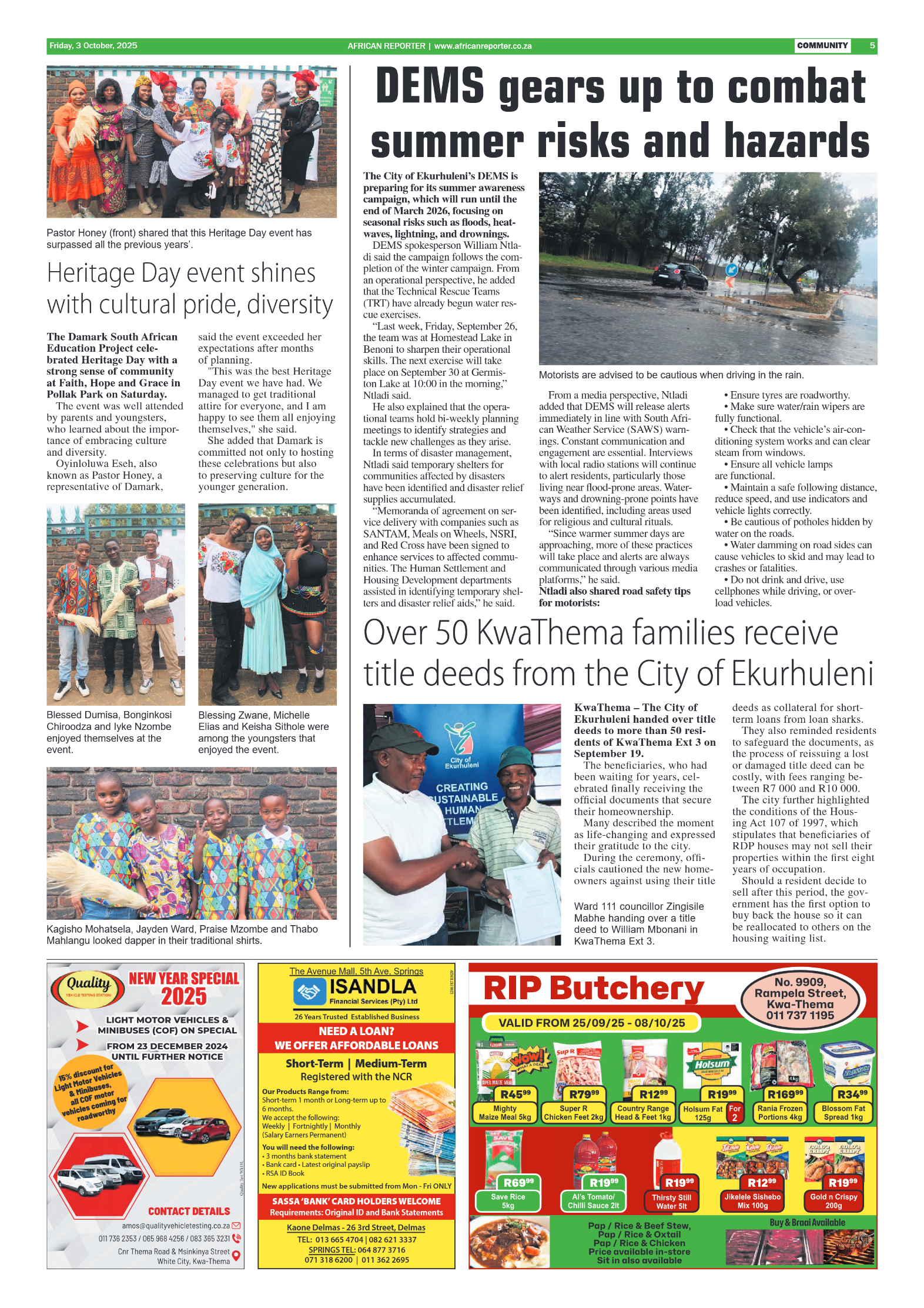 African Reporter 3 October 2025 page 5