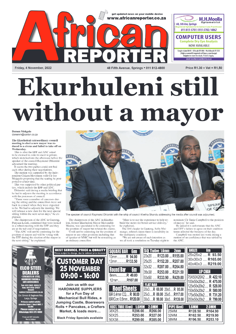 African Reporter 4 Nov 2022 page 1