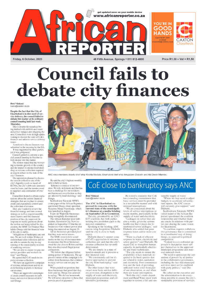 African Reporter 6 October 2023 page 1
