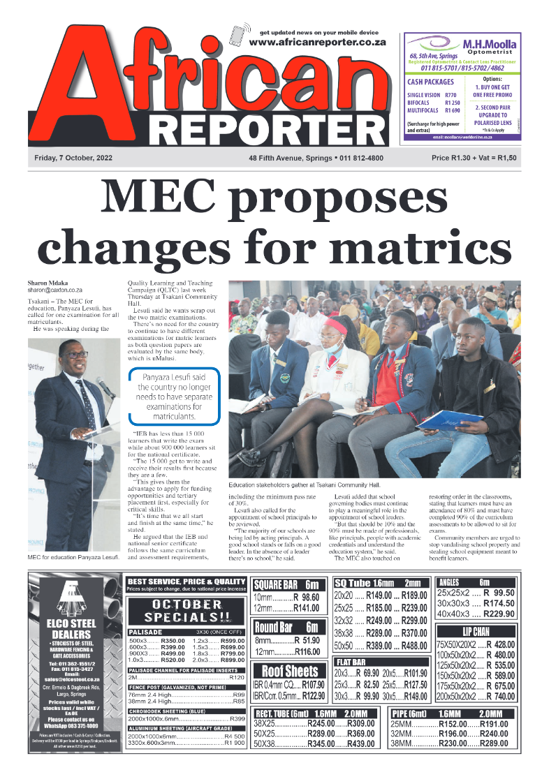 African Reporter 7 Oct 2022 page 1