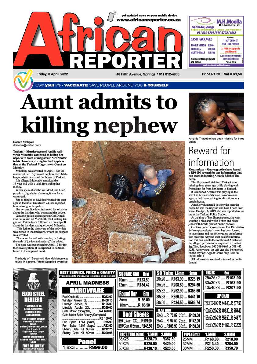 African Reporter 8 April 2022 page 1