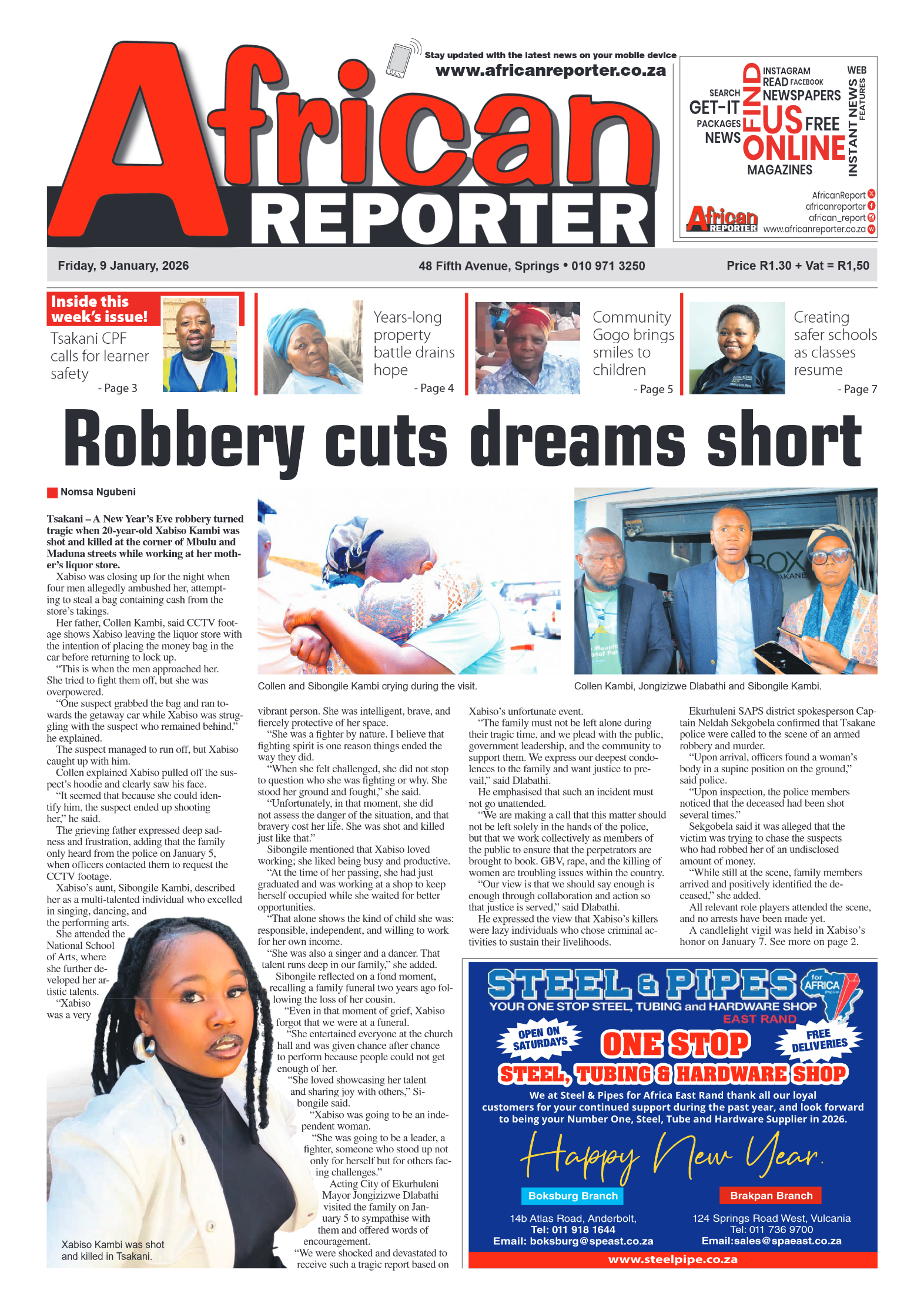 African Reporter 9 January 2026 page 1