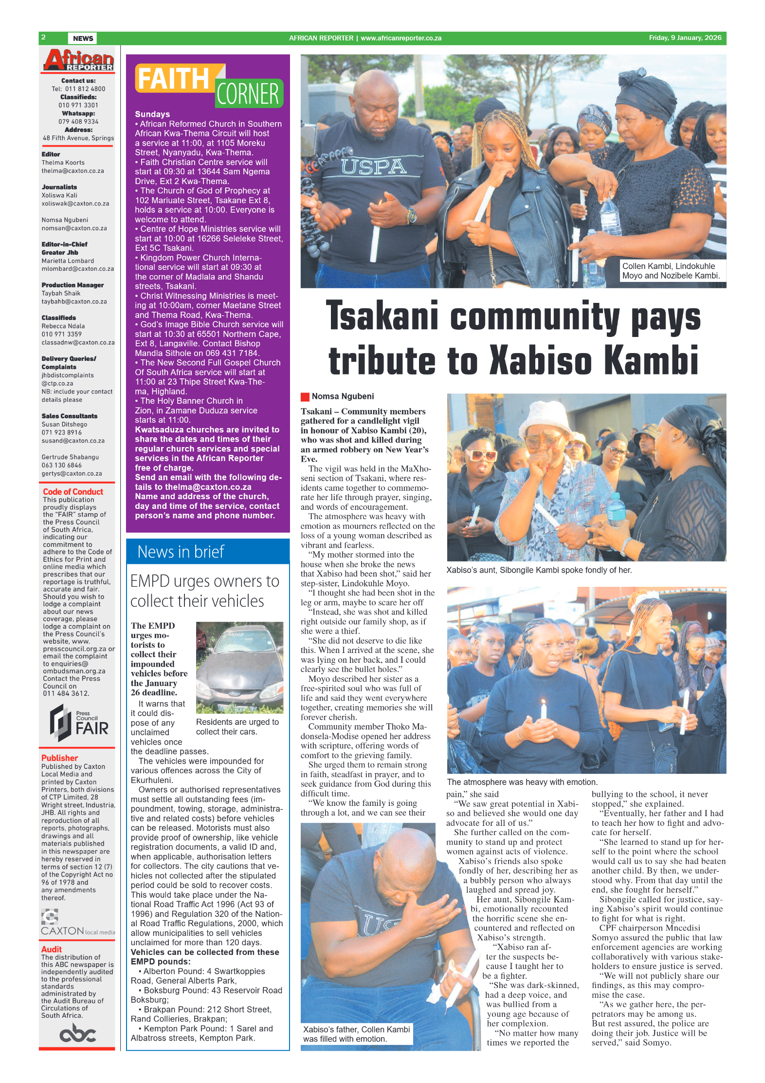 African Reporter 9 January 2026 page 2