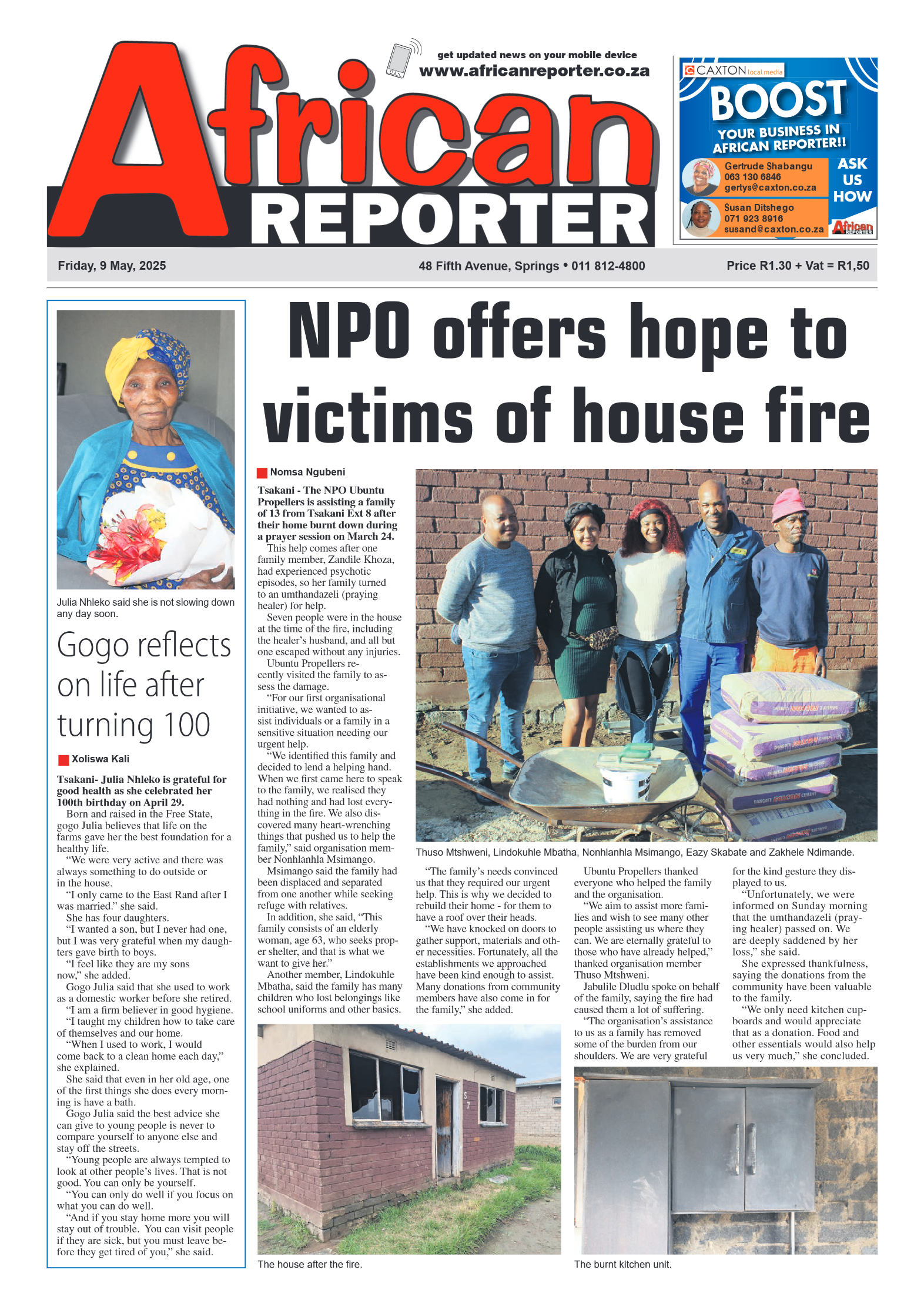 African Reporter 9 May 2025 page 1