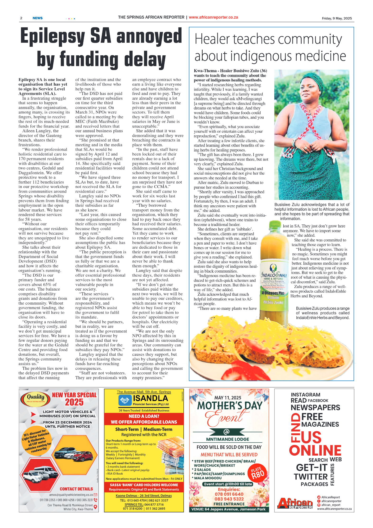African Reporter 9 May 2025 page 2