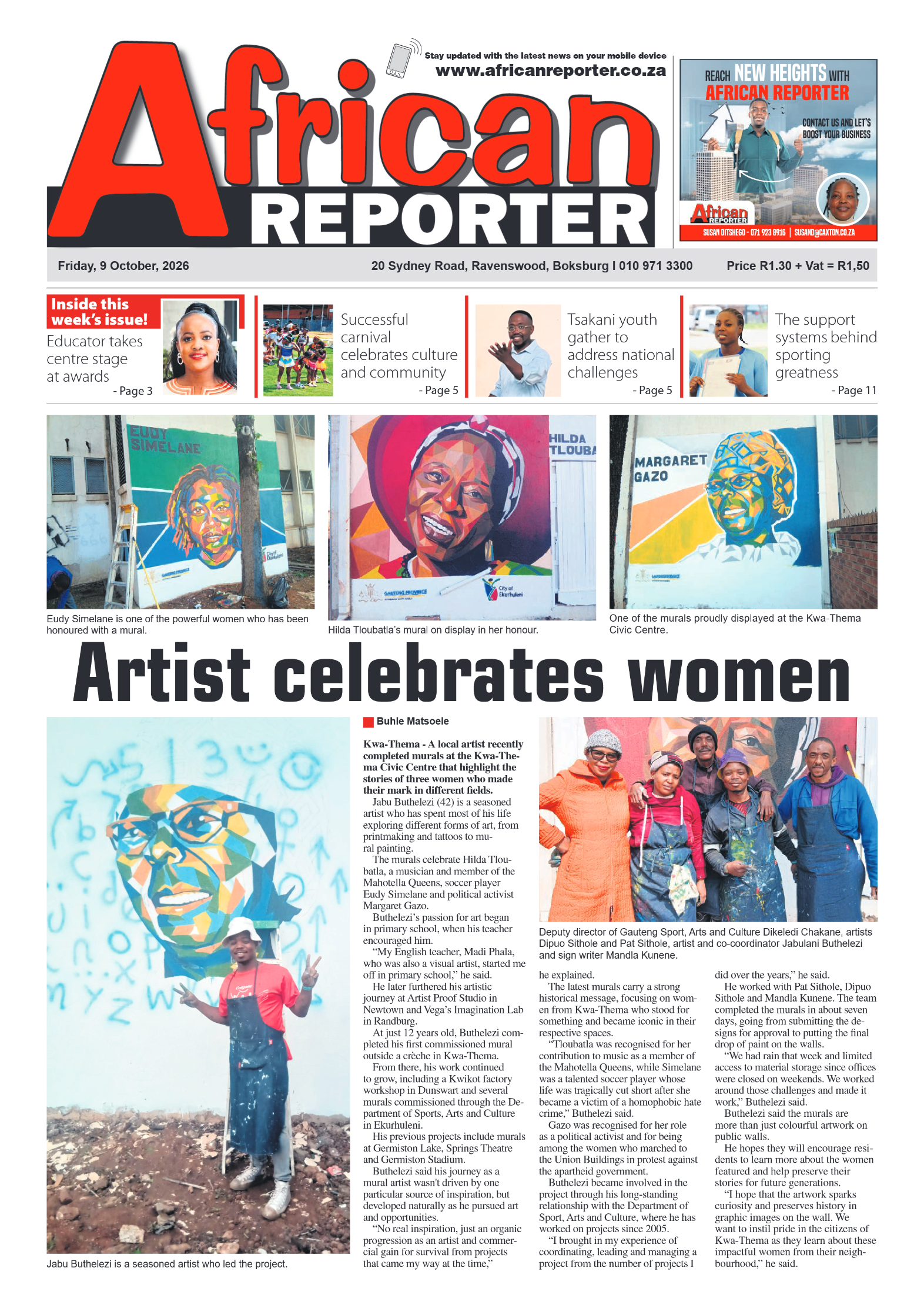 African Reporter 9 October 2026 page 1