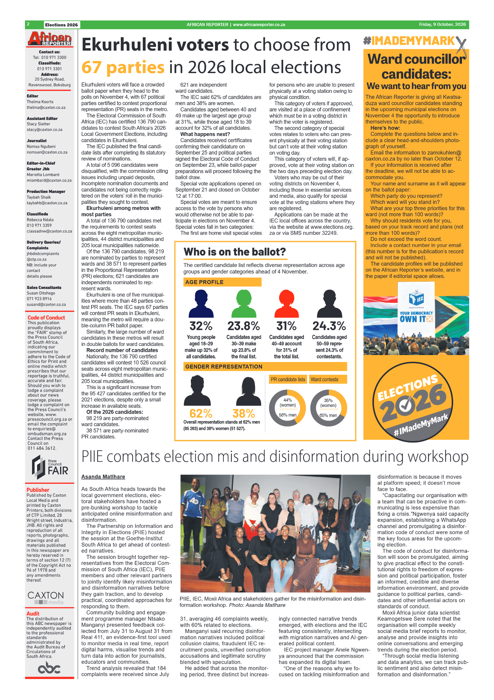 African Reporter 9 October 2026 page 2