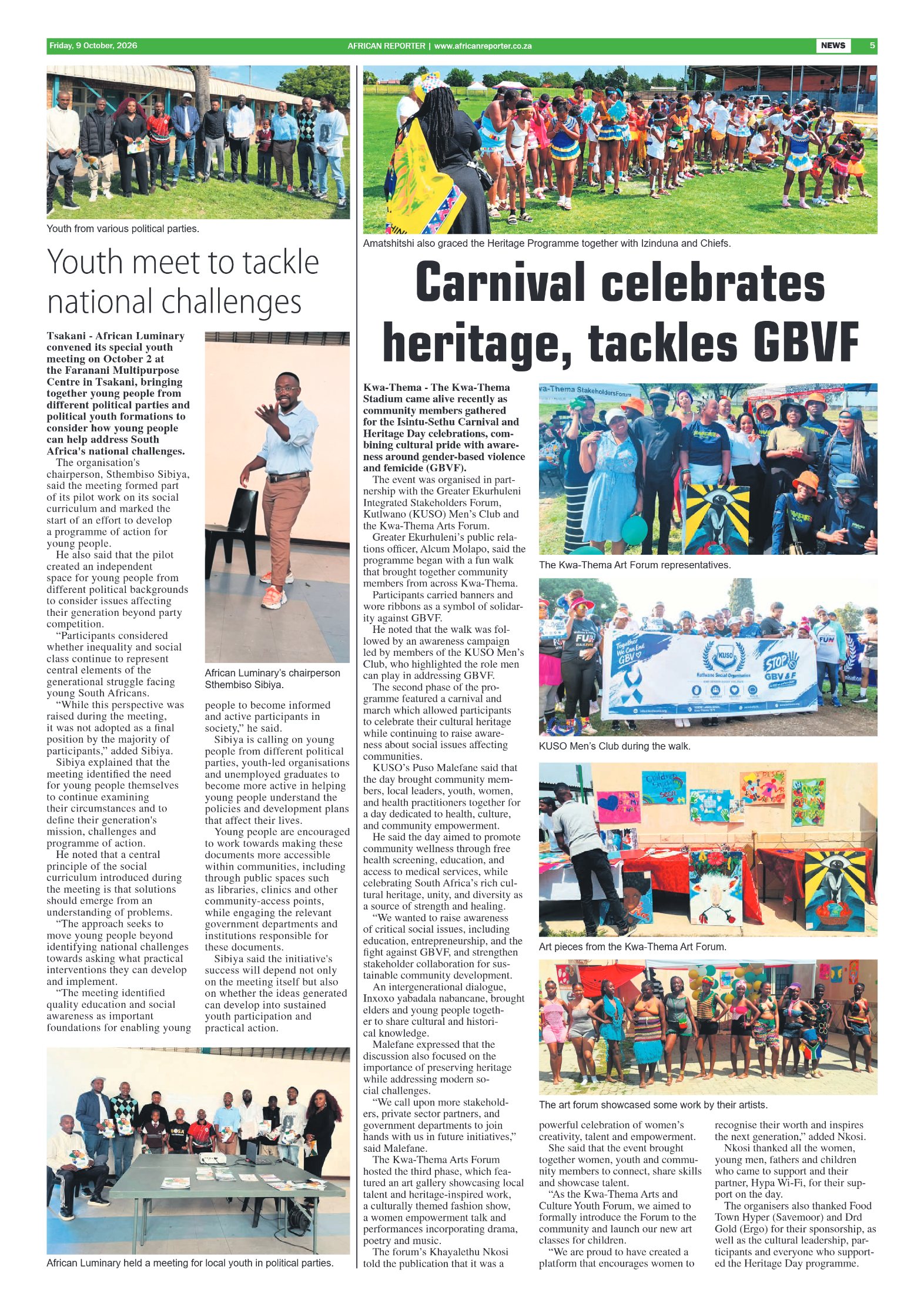 African Reporter 9 October 2026 page 5