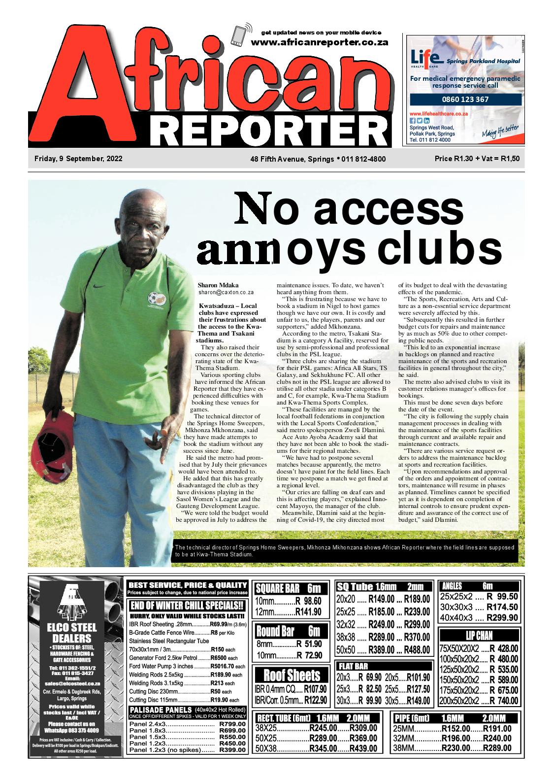 African Reporter 9 September 2022 page 1