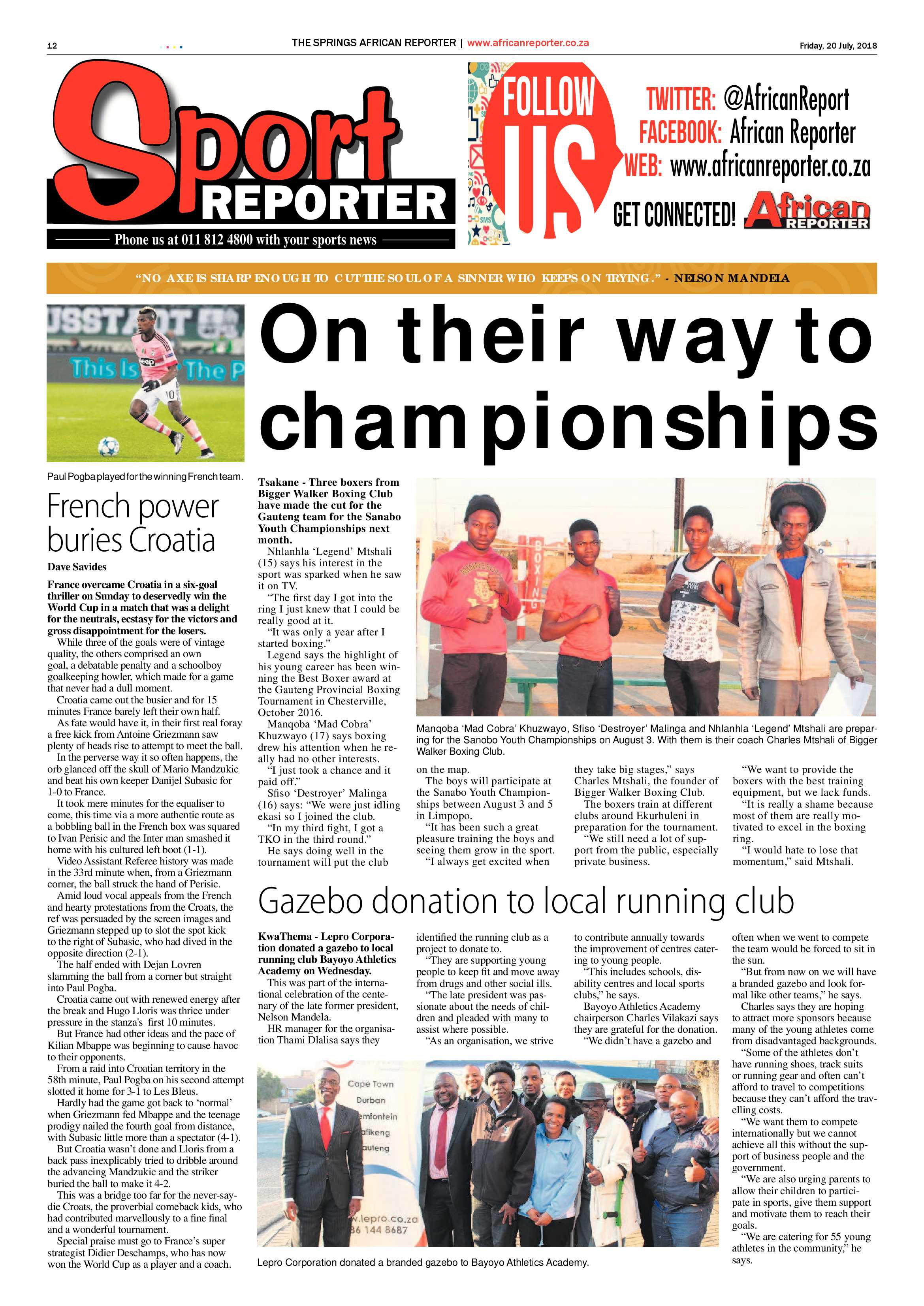 African Reporter  20 July 2018 page 12
