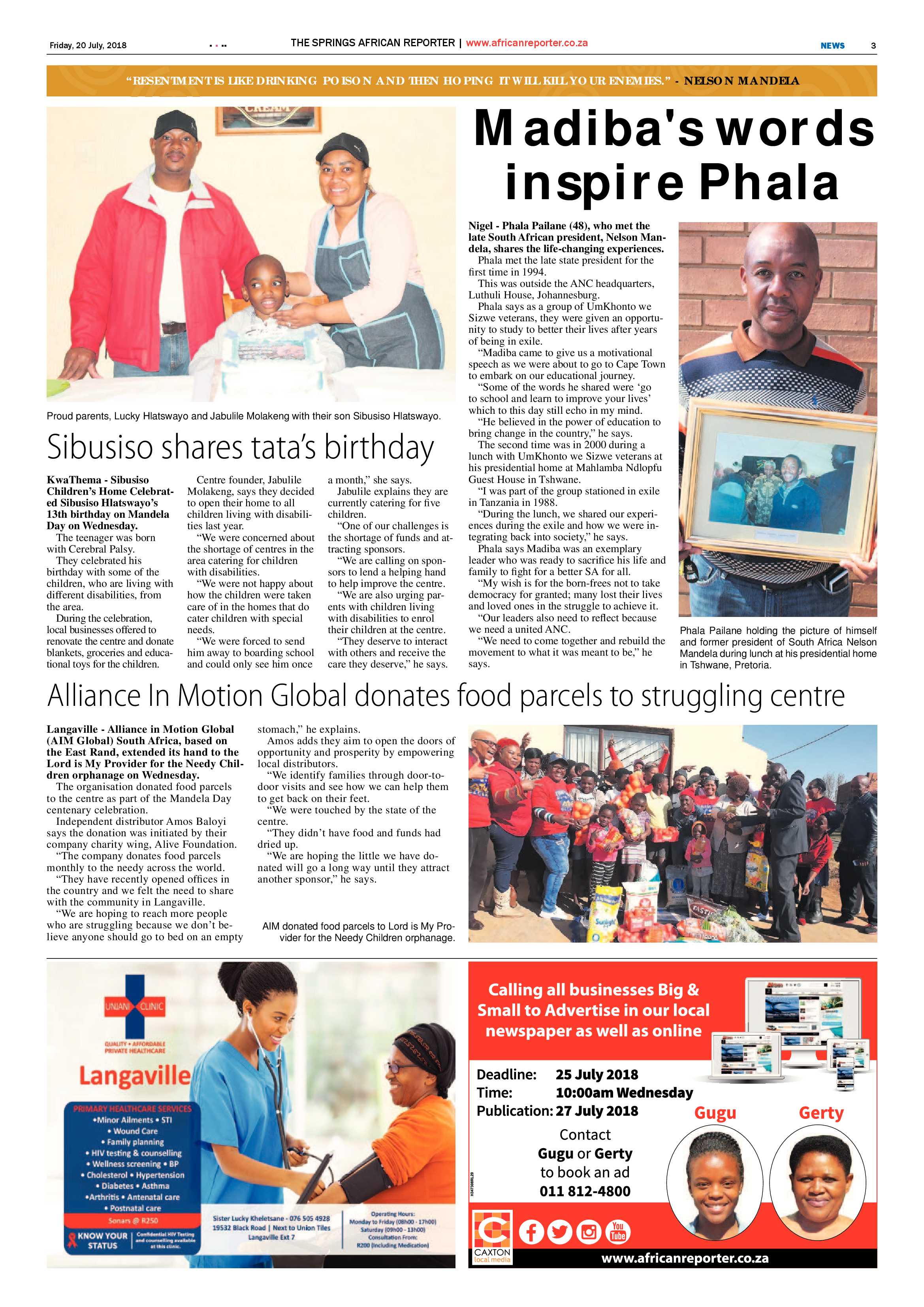 African Reporter  20 July 2018 page 3