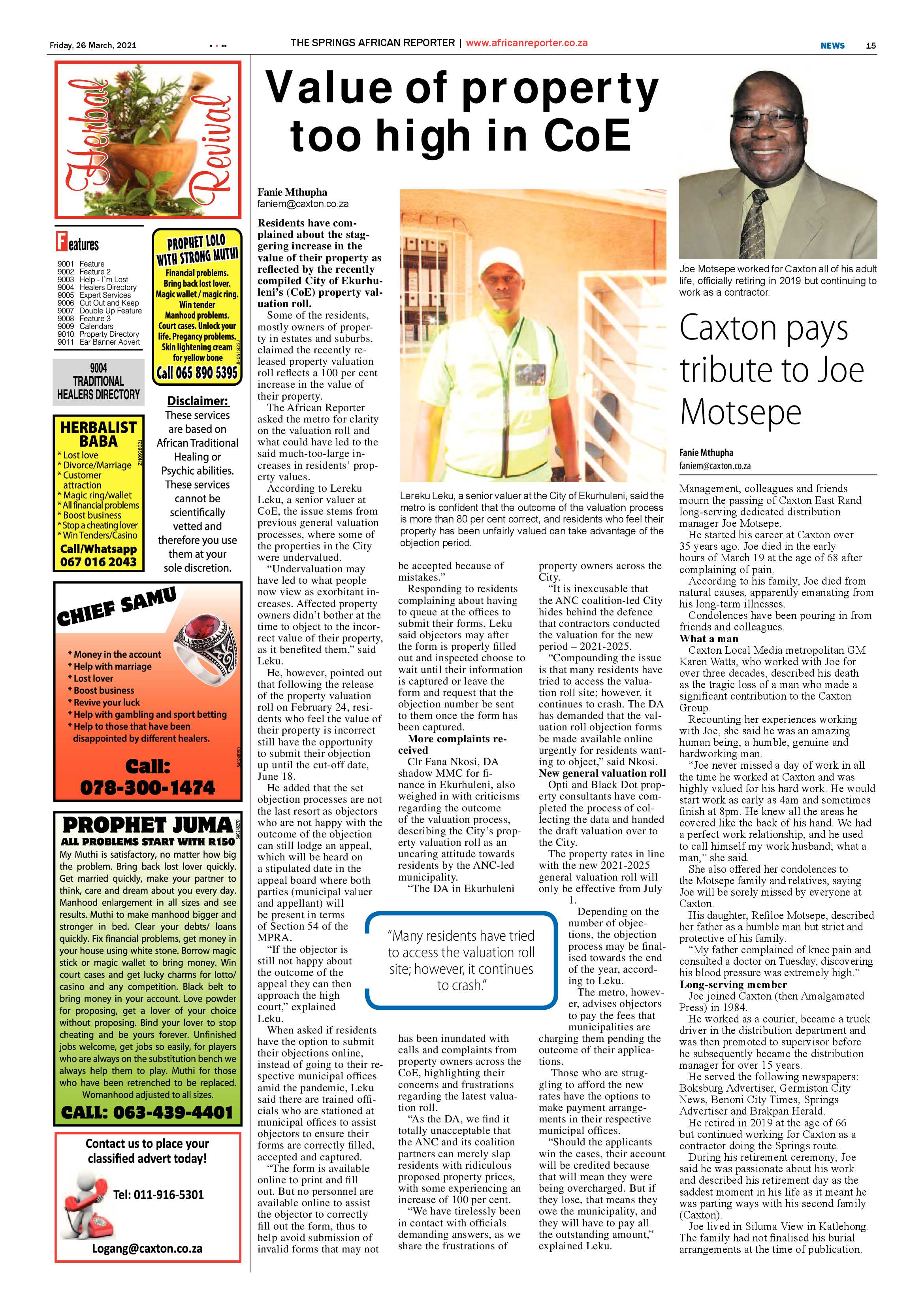 African Reporter  26 March 2021 page 15