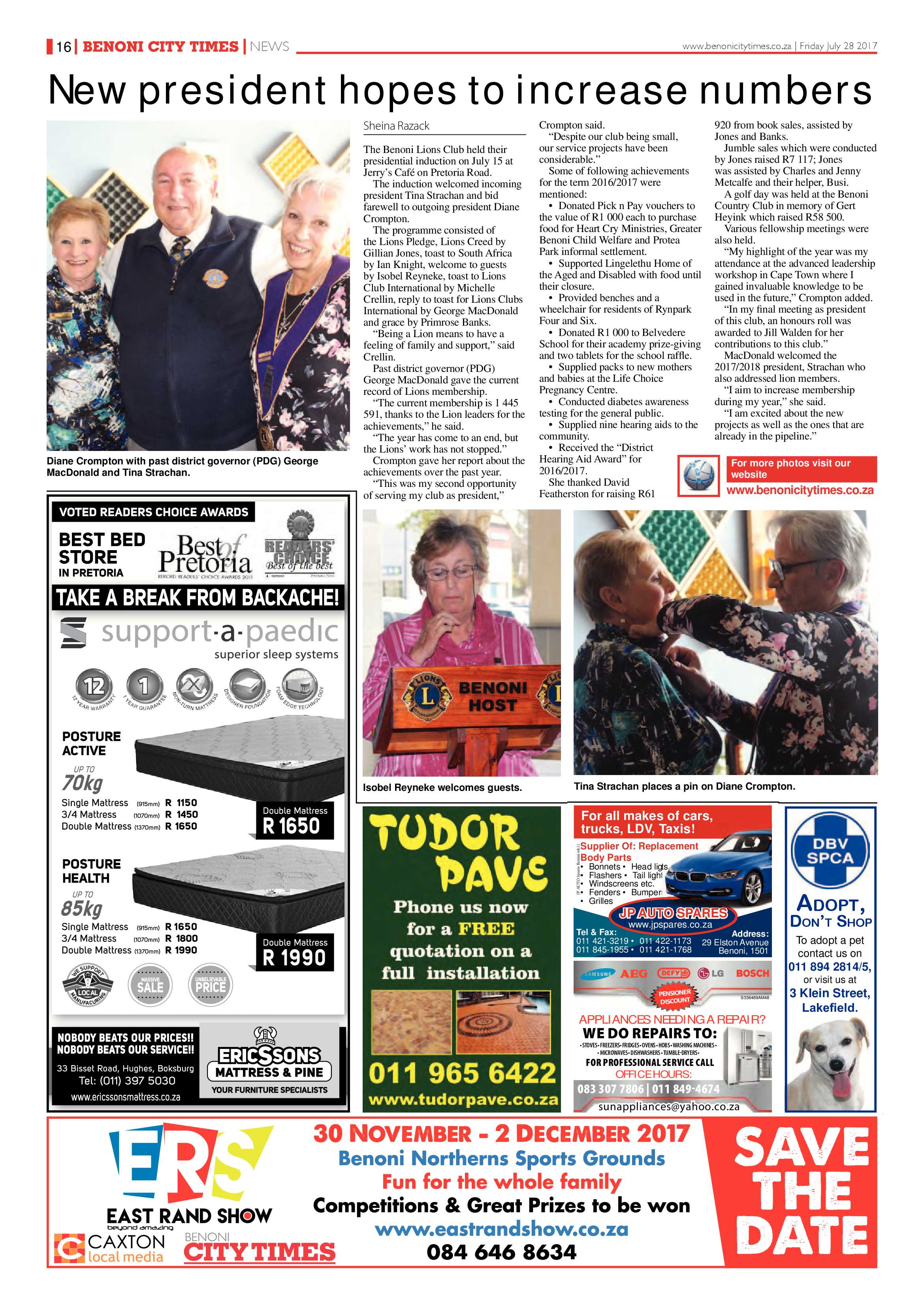 Benoni City Times 27 July 2017 page 16