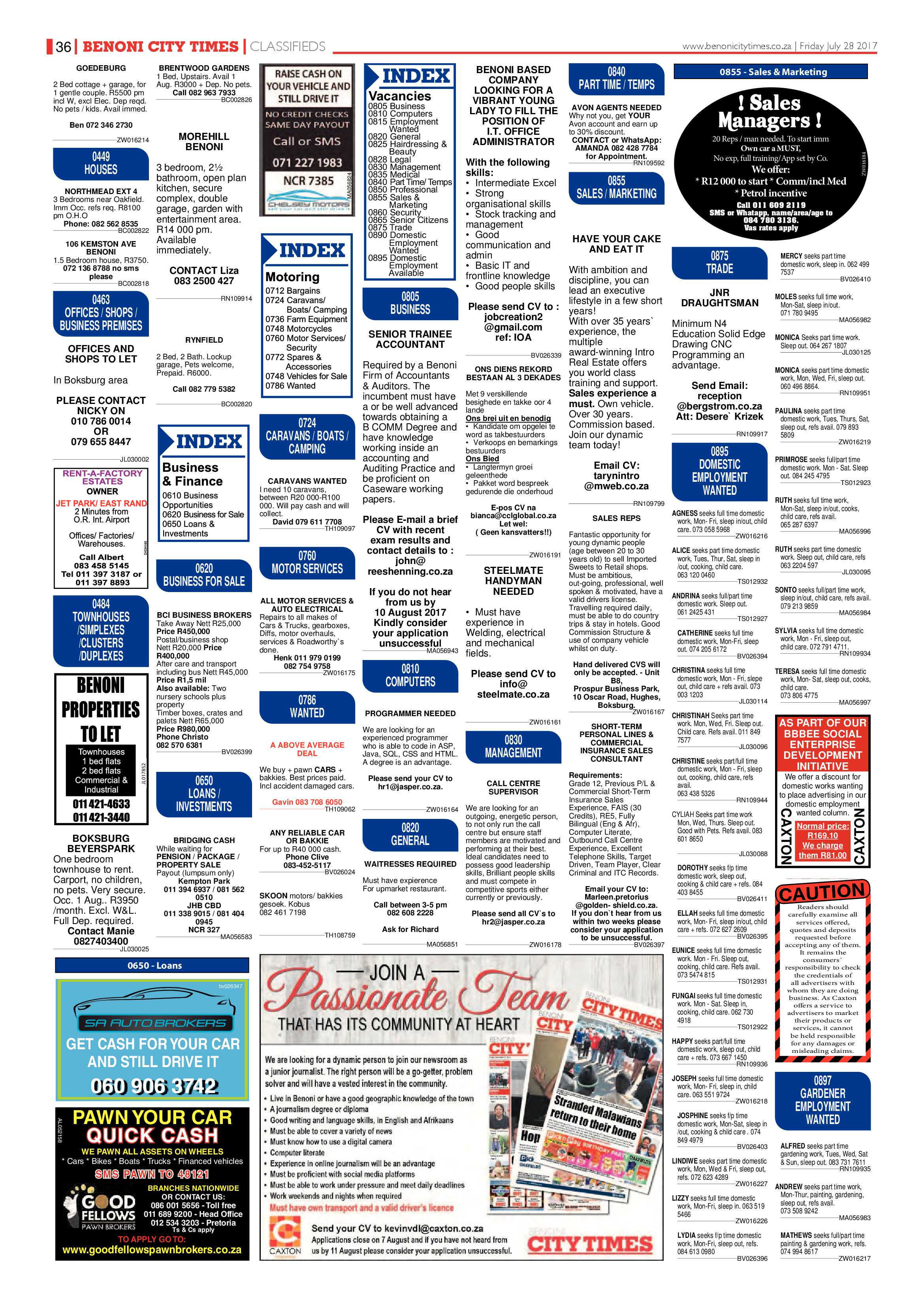 Benoni City Times 27 July 2017 page 36