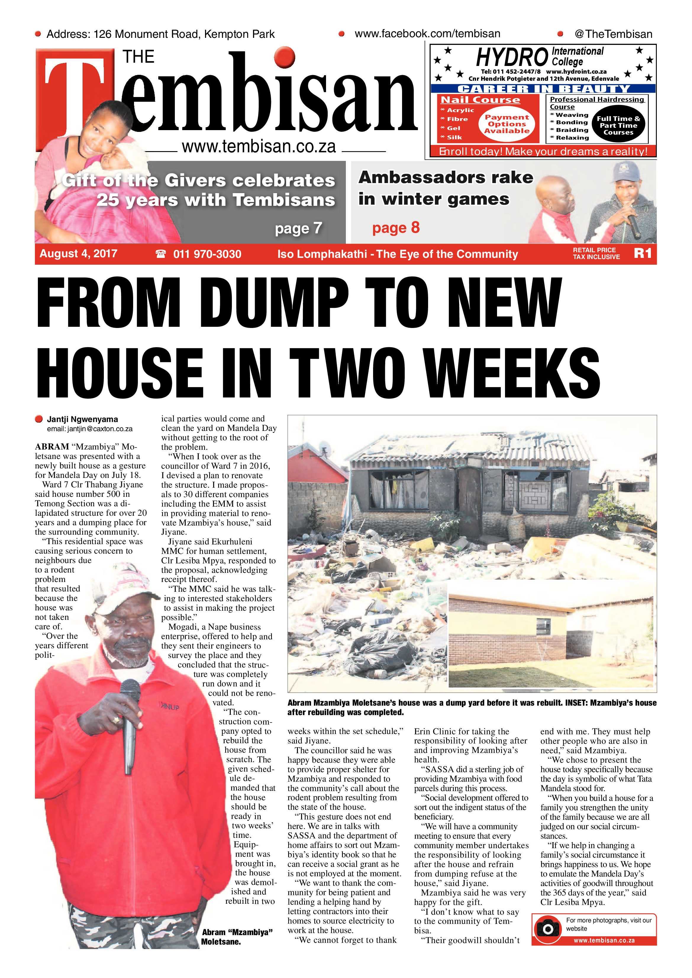 Tembisan 07 August 2017 page 1