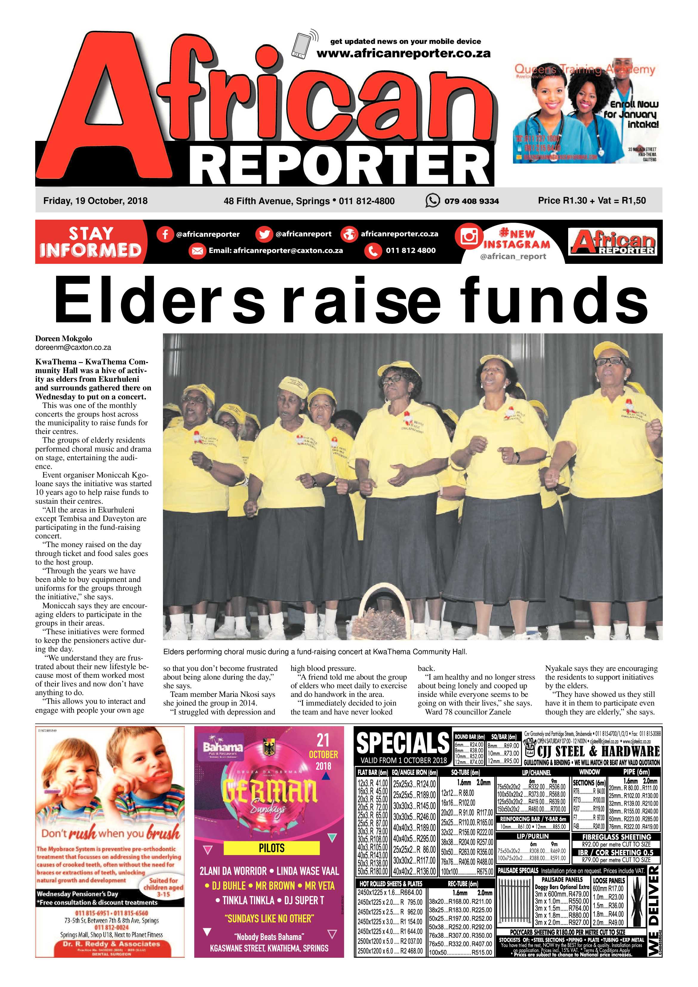 The African Reporter 19 October 2018 page 1