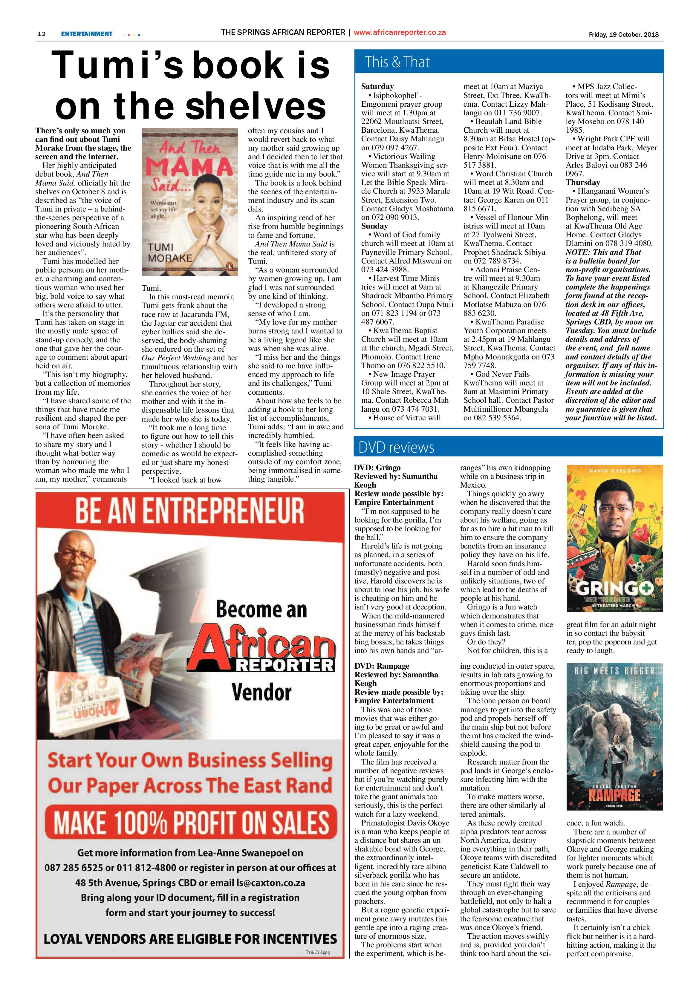 The African Reporter 19 October 2018 page 12