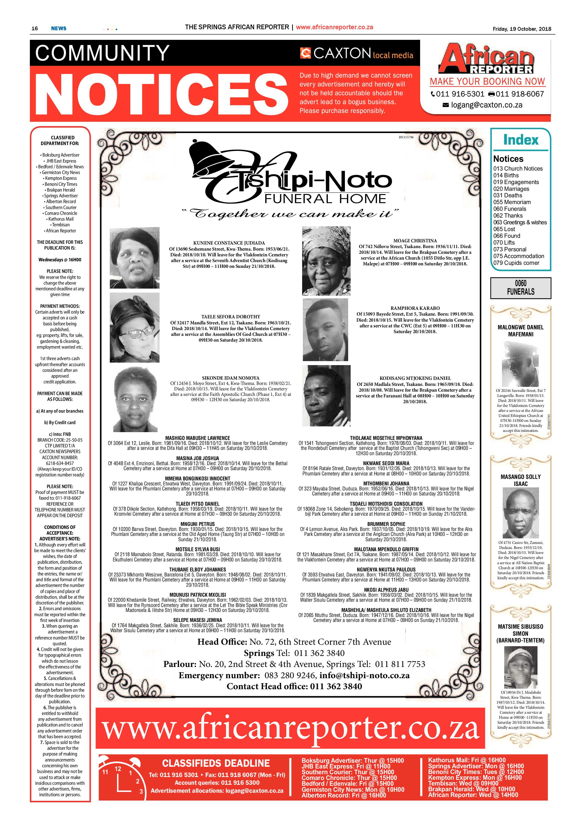 The African Reporter 19 October 2018 page 16