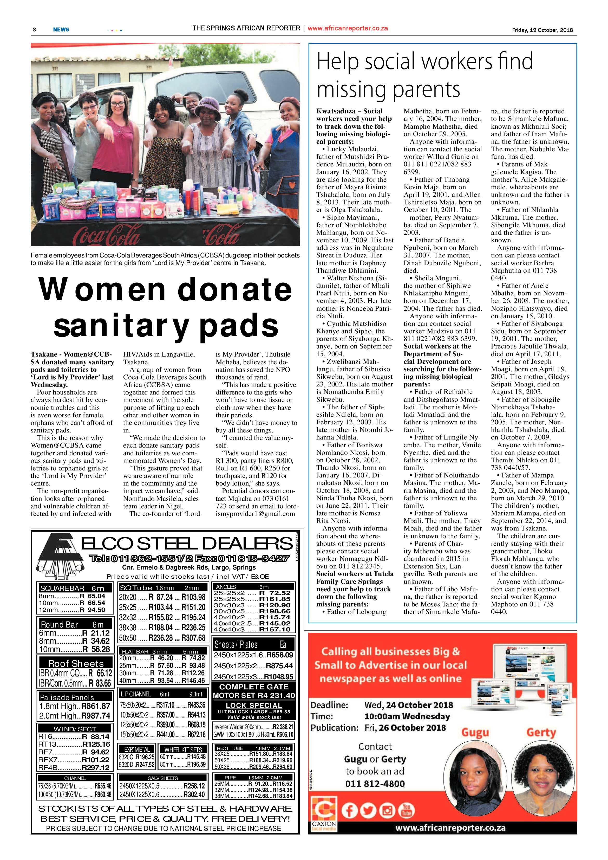 The African Reporter 19 October 2018 page 8