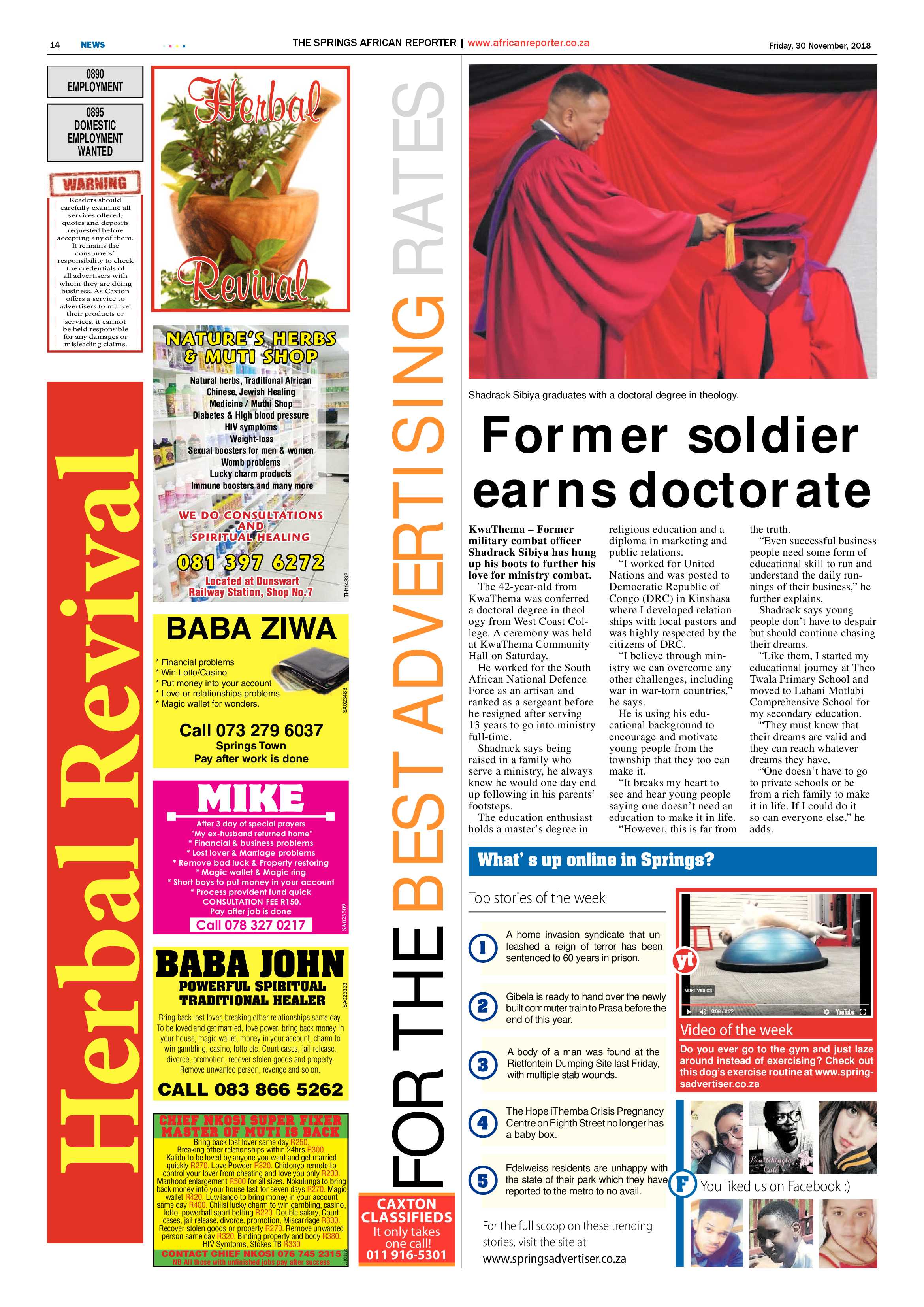 The African Reporter 30 November 2018 page 14